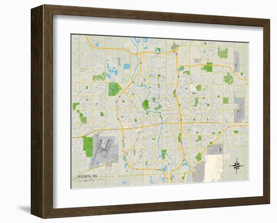 Political Map of Wichita, KS-null-Framed Art Print