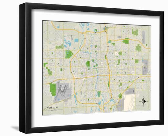 Political Map of Wichita, KS-null-Framed Art Print