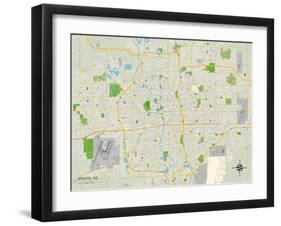 Political Map of Wichita, KS-null-Framed Art Print