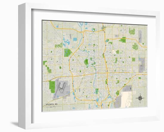 Political Map of Wichita, KS-null-Framed Art Print