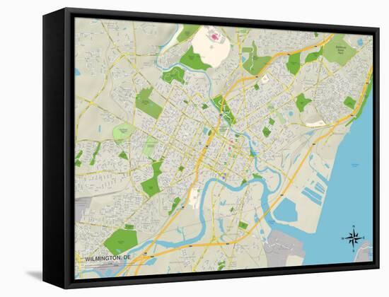 Political Map of Wilmington, DE-null-Framed Stretched Canvas