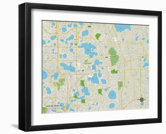 Political Map of Winter Park, FL-null-Framed Art Print