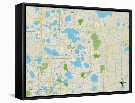 Political Map of Winter Park, FL-null-Framed Stretched Canvas