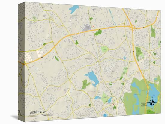 Political Map of Woburn, MA-null-Stretched Canvas