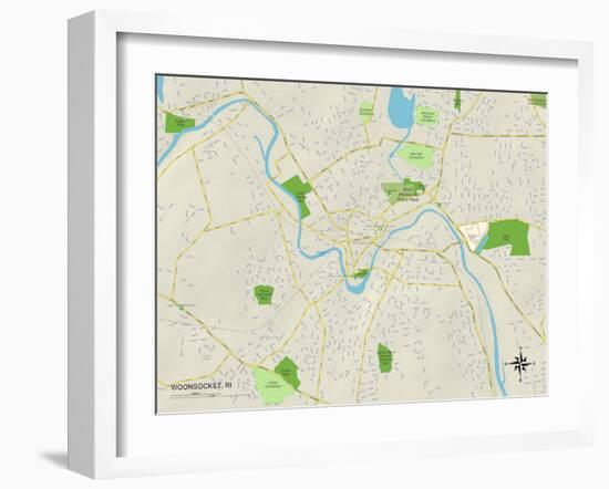 Political Map of Woonsocket, RI-null-Framed Art Print