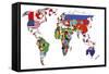 Political Map of World-michal812-Framed Stretched Canvas