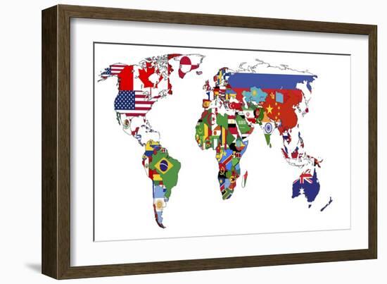 Political Map of World-michal812-Framed Premium Giclee Print