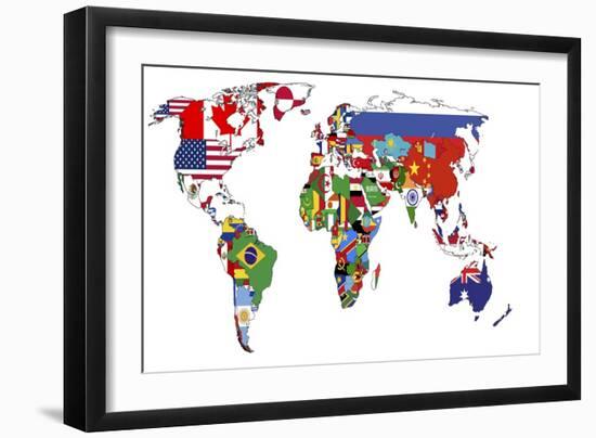 Political Map of World-michal812-Framed Premium Giclee Print