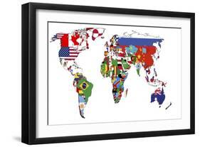 Political Map of World-michal812-Framed Premium Giclee Print