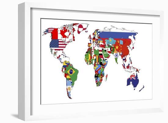 Political Map of World-michal812-Framed Premium Giclee Print