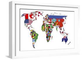 Political Map of World-michal812-Framed Premium Giclee Print