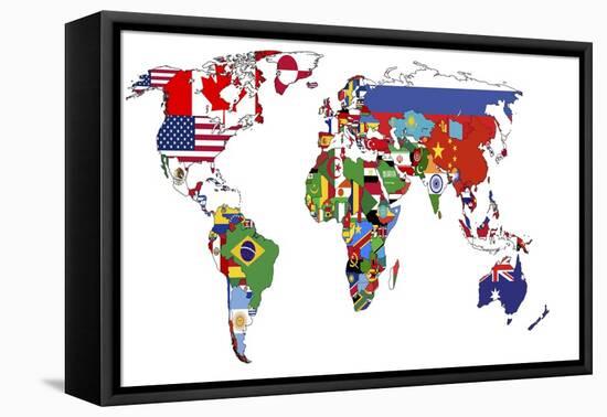 Political Map of World-michal812-Framed Stretched Canvas