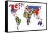 Political Map of World-michal812-Framed Stretched Canvas