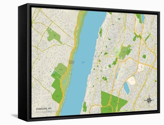 Political Map of Yonkers, NY-null-Framed Stretched Canvas