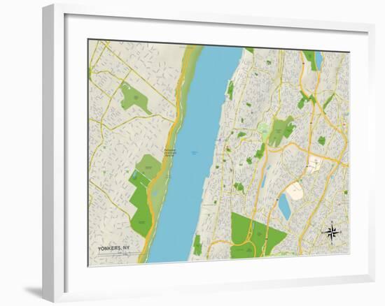 Political Map of Yonkers, NY-null-Framed Art Print