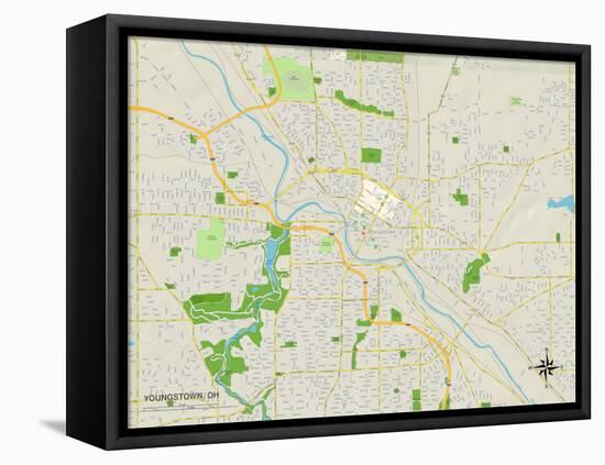 Political Map of Youngstown, OH-null-Framed Stretched Canvas