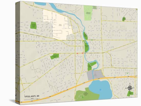 Political Map of Ypsilanti, MI-null-Stretched Canvas