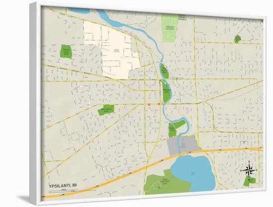 Political Map of Ypsilanti, MI-null-Framed Art Print