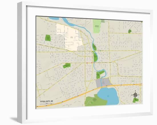 Political Map of Ypsilanti, MI-null-Framed Art Print