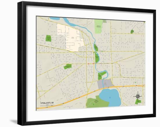 Political Map of Ypsilanti, MI-null-Framed Art Print