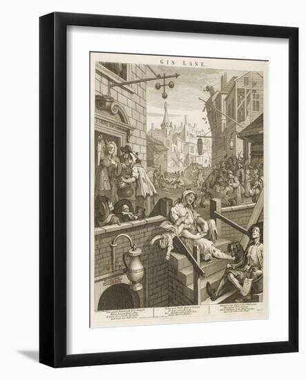 Political Prints Supporting a Ministerial Measure Against the Unlimited Sale of Gin-William Hogarth-Framed Art Print