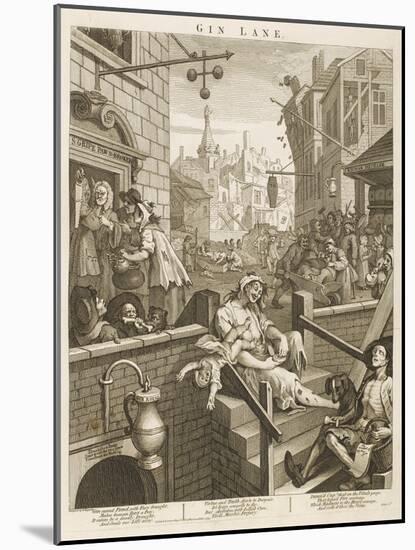 Political Prints Supporting a Ministerial Measure Against the Unlimited Sale of Gin-William Hogarth-Mounted Art Print