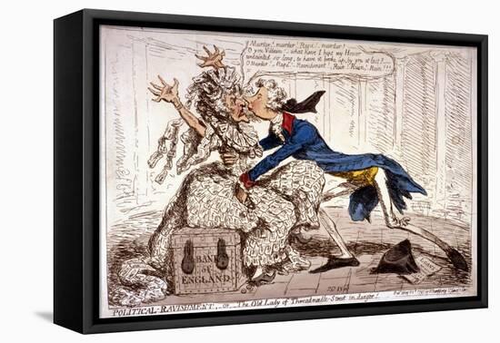 Political Ravishment, or the Old Lady of Threadneedle Street in Danger!, 1797-James Gillray-Framed Stretched Canvas