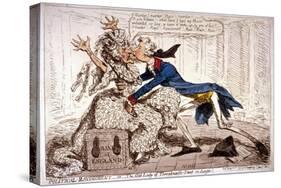 Political Ravishment, or the Old Lady of Threadneedle Street in Danger!, 1797-James Gillray-Stretched Canvas