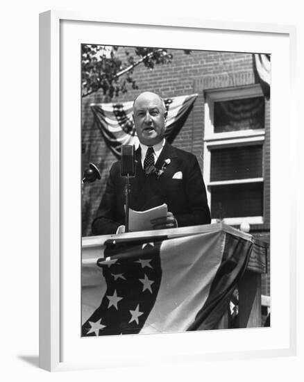 Politician James A. Farley Making a Speech During His Trip-Thomas D^ Mcavoy-Framed Premium Photographic Print