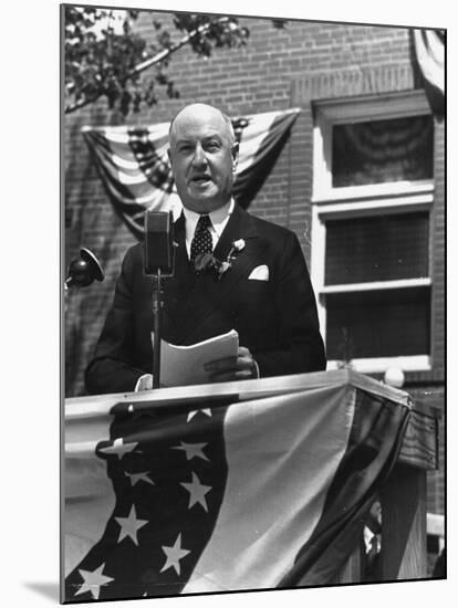 Politician James A. Farley Making a Speech During His Trip-Thomas D^ Mcavoy-Mounted Premium Photographic Print