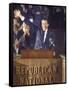 Politician Richard Nixon Waving From Platform at Republican National Convention-John Dominis-Framed Stretched Canvas