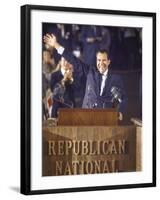 Politician Richard Nixon Waving From Platform at Republican National Convention-John Dominis-Framed Photographic Print