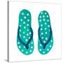 Polka Dot Flip Flops I-Julie DeRice-Stretched Canvas