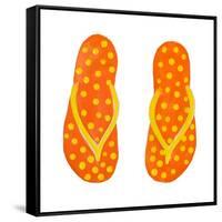 Polka Dot Flip Flops III-Julie DeRice-Framed Stretched Canvas