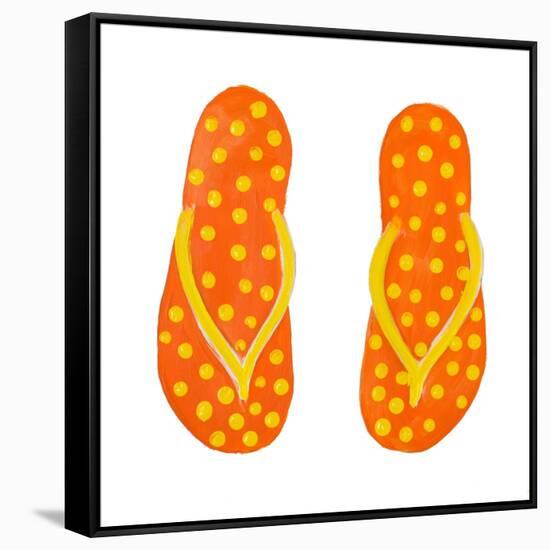 Polka Dot Flip Flops III-Julie DeRice-Framed Stretched Canvas