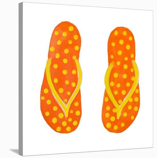 Polka Dot Flip Flops III-Julie DeRice-Stretched Canvas