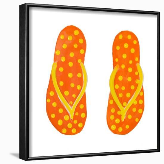 Polka Dot Flip Flops III-Julie DeRice-Framed Art Print