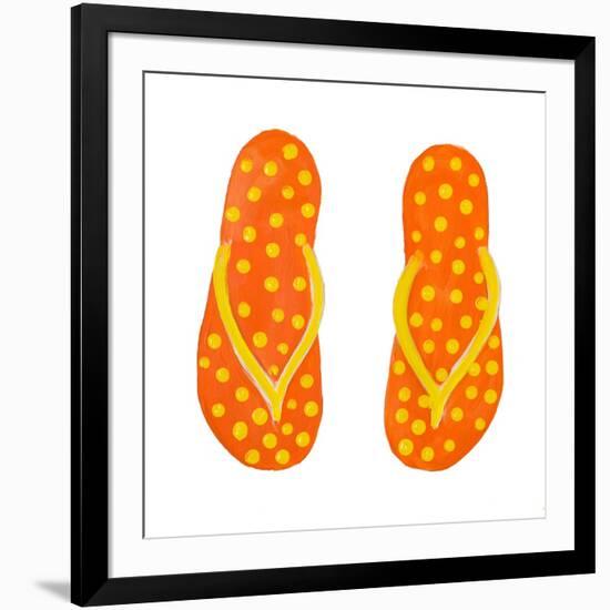 Polka Dot Flip Flops III-Julie DeRice-Framed Art Print