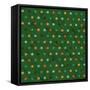 Polka Dot Pattern on Green Background-Swill Klitch-Framed Stretched Canvas