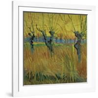 Pollarded Willows and Setting Sun, 1888 (Oil on Card)-Vincent van Gogh-Framed Giclee Print