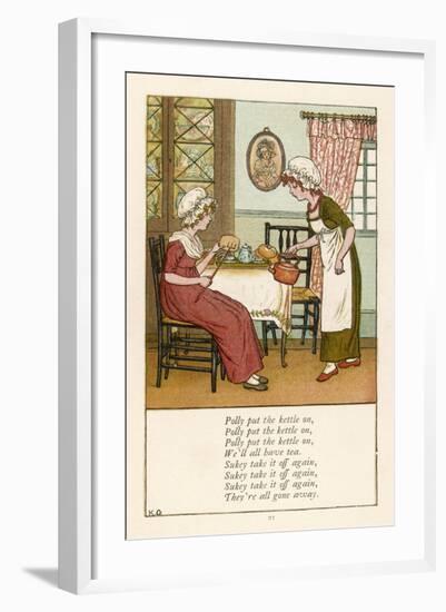 Polly Put the Kettle on We'll All Have Tea-Kate Greenaway-Framed Art Print