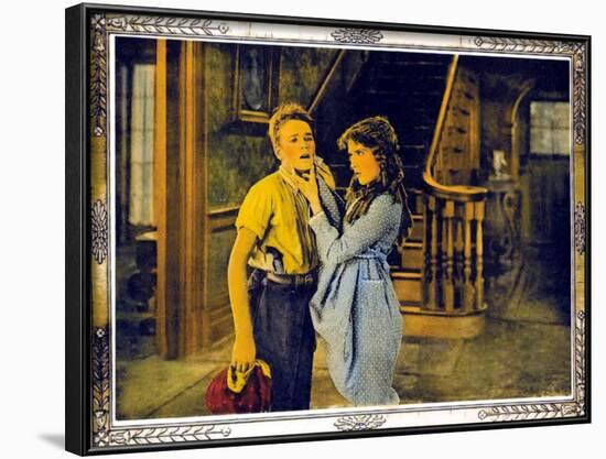 POLLYANNA, l-r: Howard Ralston, Mary Pickford on lobbycard, 1920.-null-Framed Art Print