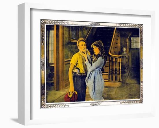 POLLYANNA, l-r: Howard Ralston, Mary Pickford on lobbycard, 1920.-null-Framed Art Print