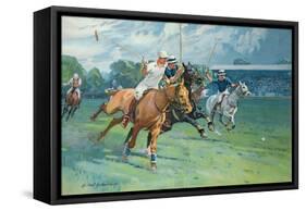 Polo at Hurlingham, the Westchester Cup, 1936-Gilbert Holiday-Framed Stretched Canvas