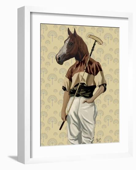 Polo Horse Portrait-Fab Funky-Framed Art Print