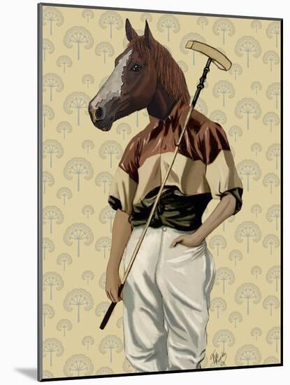 Polo Horse Portrait-Fab Funky-Mounted Art Print