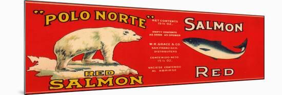 Polo Norte Brand Salmon Label - San Francisco, CA-Lantern Press-Mounted Premium Giclee Print