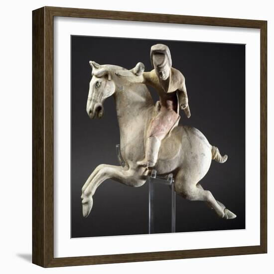 Polo Player, Painted Terracotta Statue-null-Framed Giclee Print