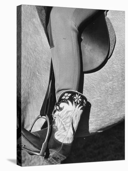 Polo Player Wearing Intricately Tooled Boots-Carl Mydans-Stretched Canvas