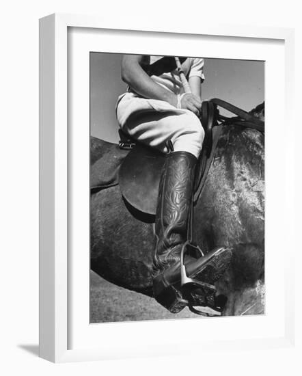 Polo Player Wearing Intricately Tooled Boots-Carl Mydans-Framed Photographic Print